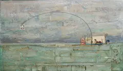 La pêche au gros by Louis Pons, Technique mixte et collage sur panneau signé au dos, sold Dec 2024