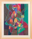 Composition verticale (n° 11) by Jean Villeri, 1947, Pastel et fusain sur papier, sold Dec 2024