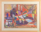 Composition horizontale sans titre (n° 20) by Jean Villeri, 1947, Pastel et fusain sur papier, sold Dec 2024