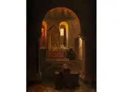 Inneres Einer Kapelle in Florenz by Andreas Achenbach, oil on board, sold Dec 2016