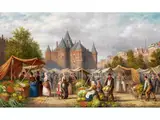 Gemüsemarkt an der Waag in Amsterdam by Andries Scheerboom, oil on canvas, offered Jun 2025