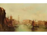 Blick Über den Belebten Canal Gande auf die Stadt Venedig by Alfred Pollentine, oil on canvas, sold Mar 2025
