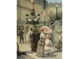Elegante Gesellschaft am Fusse der Treppe zur Pariser Oper by Émile Blanchon, oil on canvas, offered Jun 2026