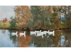 Enten in Einem Flusslauf by Franz Gräßel, oil on canvas, offered Mar 2023