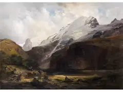 Der Titlis mit dem Engstlensee by Anton Hansch, oil on canvas, offered Jun 2024