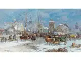 Viehmarkt im Winter by Karl Stuhlmüller, oil on canvas, offered Sep 2025