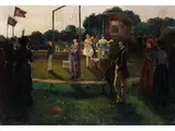 Reisender Zirkus by Amandus Faure, oil on canvas, offered Sep 2024