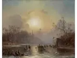 Winterliches Eisvergnügen by Adolf Stademann, oil on canvas, sold Sep 2024