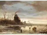 Winterlandschaft mit Eisläufern by Adolf Stademann, oil on canvas, sold Jun 2025