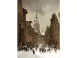 Winterliche Stadtansicht von Nürnberg by Anton Doll, oil on panel, offered Mar 2025