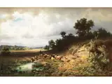 An der Tränke by Heinrich Höfer, oil on canvas, offered Dec 2024