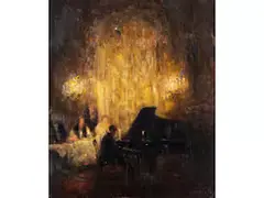 Abend-soiree by Otto Eduard Pippel, oil on board, sold Jun 2024