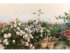 Junge Frau in Einem Rosengarten by Francesco Vinea, oil on canvas, offered Dec 2025