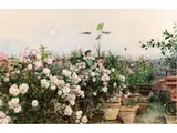 Junge Frau in Einem Rosengarten by Francesco Vinea, oil on canvas, offered Dec 2025