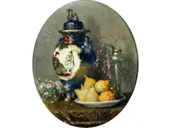 Stillleben mit Japanischer Deckelvase by Pierre Eugène Montézin, oil on panel, offered Jun 2024