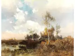 Moorlandschaft mit Jäger by Joseph Wenglein, oil on canvas, offered Dec 2025