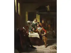 Interieur mit Soldaten und Junger Frau by Charles Meer Webb, oil on panel, offered Jun 2023