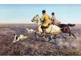 Ritt Durch die Steppe by Hugo Ungewitter, oil on canvas, sold Mar 2023