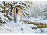 Winterwald mit Kleinem Flusslauf by Bruno Moras, oil on canvas, offered Jun 2023