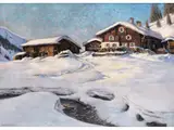 Kitzbühel, Bichlalm im Winter by Franz Holper, oil on canvas, offered Jun 2023