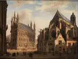 Ansicht des Rathausplatzes und des Grossen Marktes in Leuven by Emile Pierre Joseph De Cauwer, oil, sold Sep 2015