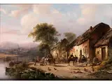 Landschaft mit Herberge und Reisenden by Abraham van der Waeyen Pieterszen, oil on panel, offered Sep 2015