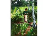 Lesendes Mädchen Unter Birken an Einem Hang by Alexander Köster, oil on canvas, sold Sep 2015