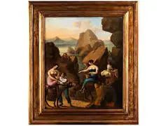 Küstenlandschaft mit Reiterinnen by Abraham Bruining van Worrell, oil on canvas, offered Jul 2015
