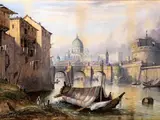 Ansicht von rom Über den Tiber by Edwin Saint-John, watercolor, offered Sep 2019