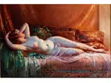 Liegender Frauenakt auf Einem Sofa mit Seidenkissen by Delphin Enjolras, oil on canvas, offered Mar 2017