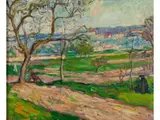 Neoimpressionistische Landschaft by Jean Peske, oil on board, offered Sep 2020