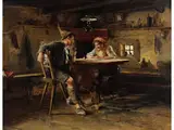 Der Neugierige Bauer by Johann Hamza, oil on panel, sold Mar 2024