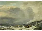 Aufgepeitschte see by Andreas Achenbach, oil, offered Dec 2015
