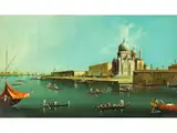 Venedig, Blick vom Anfang des Canal Grande in Richtung der Basilica Santa Maria Della Salute by Giacomo Guardi, oil on canvas, sold Sep 2025