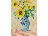 Stillleben mit Vase und Sonnenblumen by Pierre Thévenet, oil, offered Dec 2015