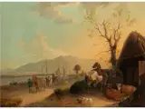 Abendliche Flusslandschaft mit Rastenden vor Einer Kate by August Franz Schelver, 1805 - 1844, oil on canvas, offered Apr 2016
