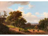 Bewaldete Landschaft mit Hirtem und Seiner Herde by Marinus Adrianus Koekkoek d. Ä., oil on panel, sold Sep 2024