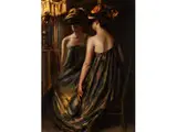 Maskiertes Mädchen vor dem Spiegel by Julius Fehling, oil on canvas, offered Jul 2015