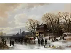 Winterlandschaft bei Lindau by Anton Doll, oil on canvas, offered Mar 2025