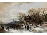 Winterlandschaft bei Lindau by Anton Doll, oil on canvas, offered Mar 2025