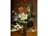 Stillleben mit Blumenvase by Elisabeth Johanna Koning, oil on panel, offered Jun 2021