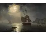 Schiffe und Boote im Schein des Mondes by Henriette Herminie Gudin, oil on panel, offered Sep 2023