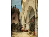 Markttag mit Kupferkesselhändler by Hans Hartmann, oil on canvas, offered Apr 2022