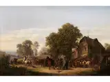 Pferdemarkt by Bernhard Mühlig, 1829 - 1910, oil on canvas, offered Apr 2022