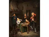Aufregung Über Zerbrochene Eier by Jean Henri De Coene, oil on canvas, offered Mar 2025