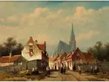Niederländisches Städtchen mit Händlern by Petrus Gerardus Vertin, 1819 Den Haag – 1893 ebenda, oil on panel, offered Mar 2025