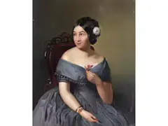 Portrait Einer Eleganten Jungen Frau by Ferdinand Georg Waldmüller, oil on panel, sold Mar 2026