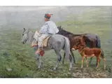 Tschechischer Reiter in Weiter Landschaft by Joža Uprka, oil on canvas, sold Dec 2025