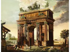 Ansicht des Arco Della Parce (friedensbogen) in Mailand by Giovanni Migliara, oil on canvas, sold Mar 2026