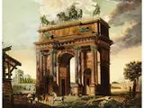 Ansicht des Arco Della Parce (friedensbogen) in Mailand by Giovanni Migliara, oil on canvas, sold Mar 2026